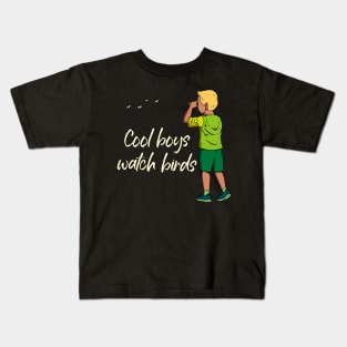 Cool boys watch birds - bird watching Kids T-Shirt